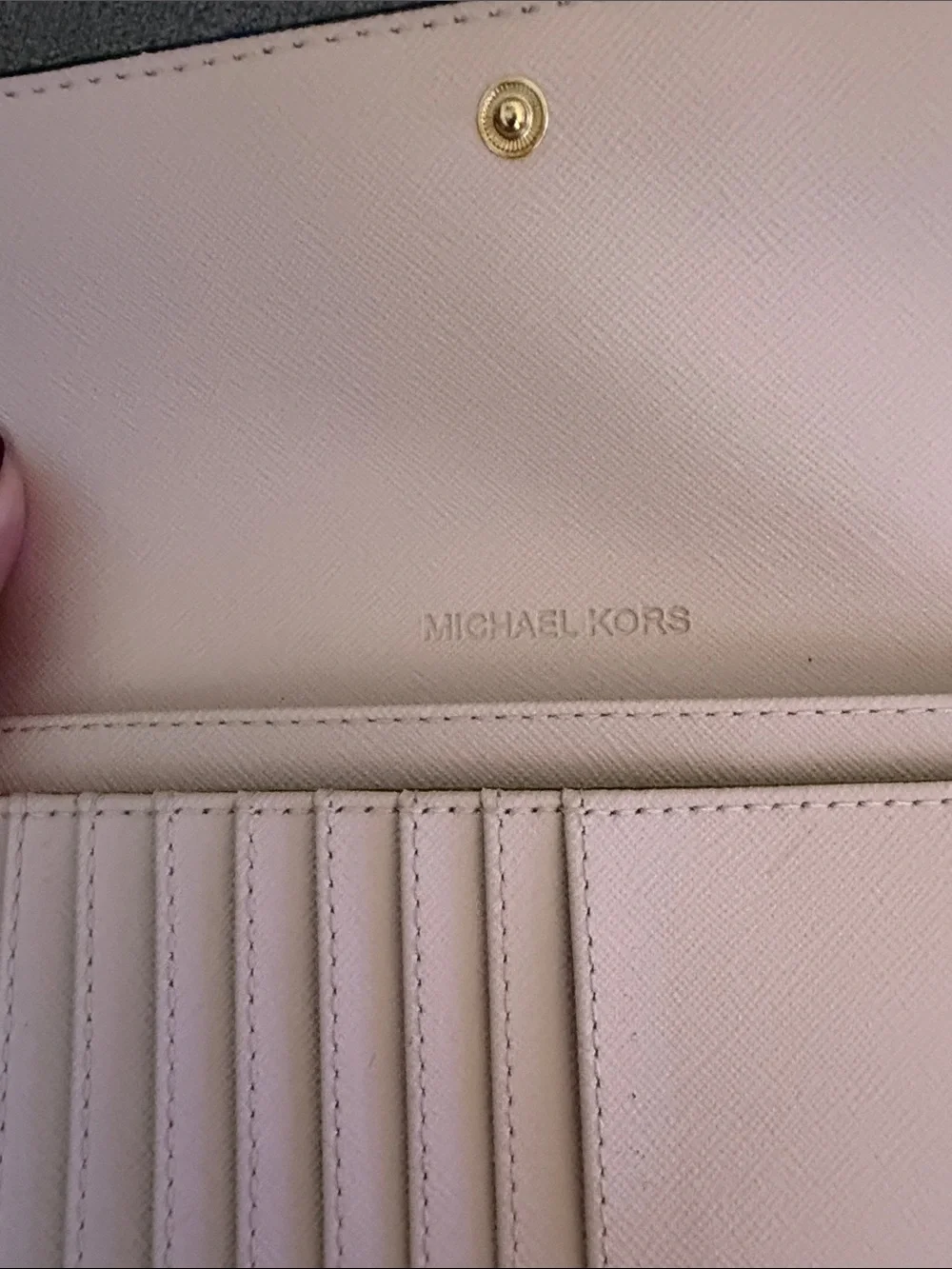 Michael Kors Signature Cream and Pale Pink Backpack with Matching Wallet